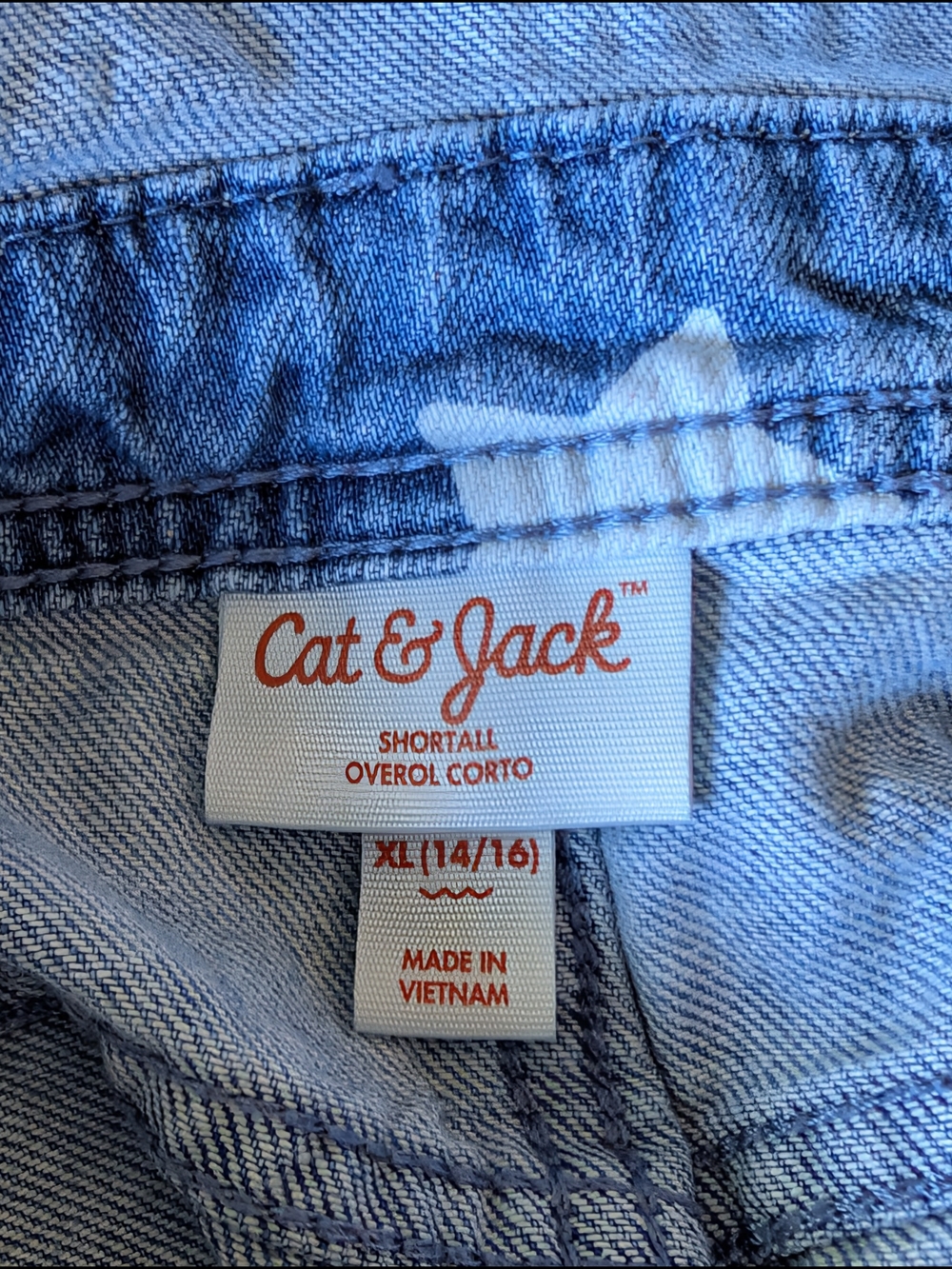 Cat & Jack Light Blue Star Denim Short Overalls - Kids - Picture 6 of 6